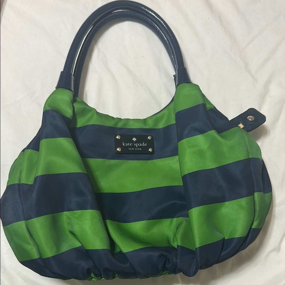Kate Spade Bold Green and Blue Striped Hobo Bag